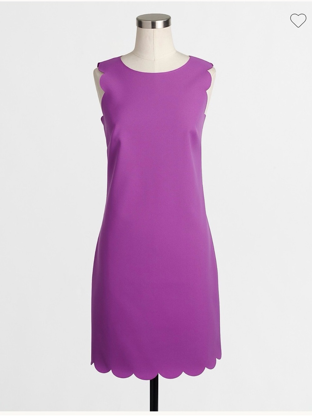 J. Crew Purple Scallop-Trim Sleeveless Shift Dress